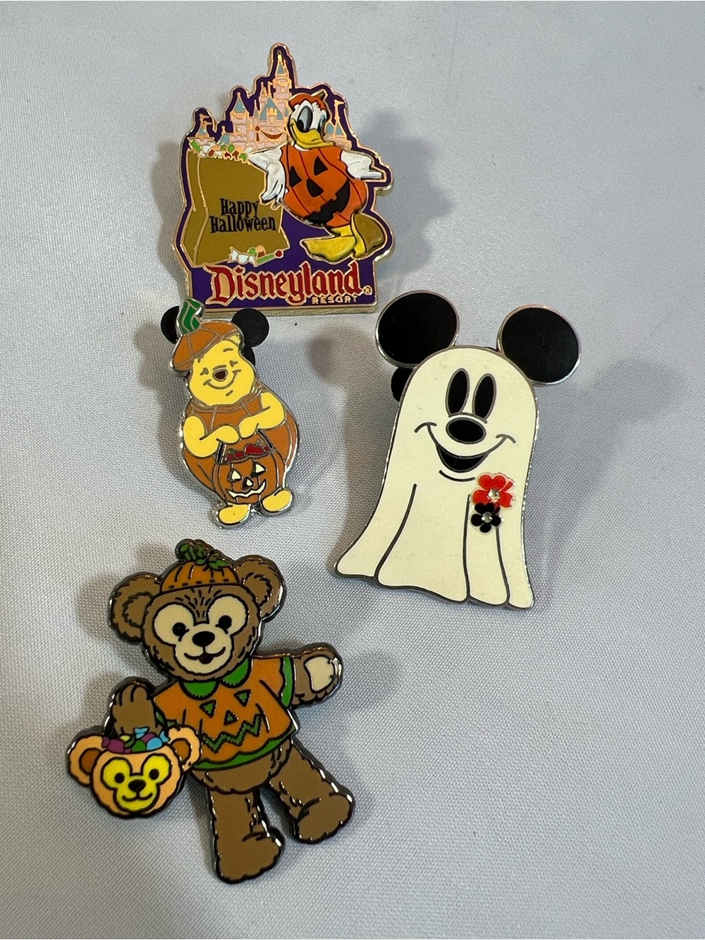 Disney Halloween Trading Pins - Set of 4: Donald, Pooh Bear, Mickey Ghost, Bear